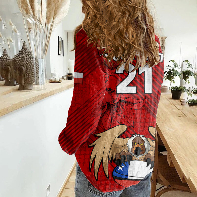 Custom Chile Rugby Los Condores Mascot with Bellflower World Cup 2023 Women Casual Shirt