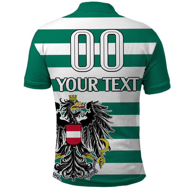 (Custom Text And Number) Austria Austrian Coat Of Arms Minimalist Green Style No2 Polo Shirt