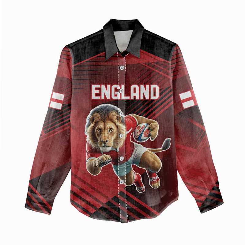 England Rugby Custom Lion Mascot Sporty Women Casual Shirt