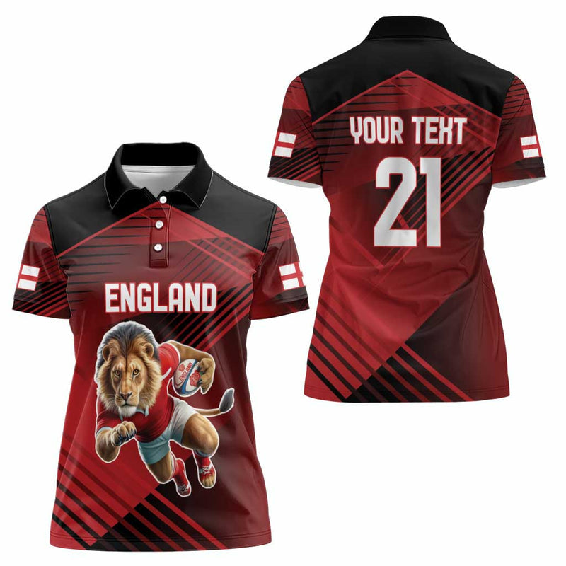 England Rugby Custom Lion Mascot Sporty Women Polo Shirt