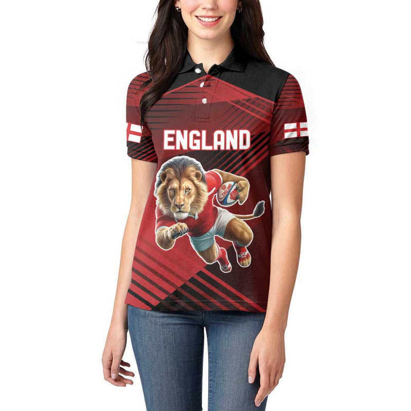 England Rugby Custom Lion Mascot Sporty Women Polo Shirt