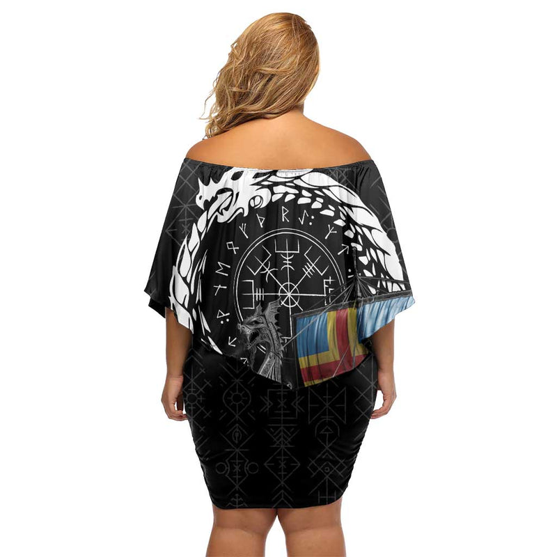 Aland Viking Drakkar Viking Blood Off Shoulder Short Dress
