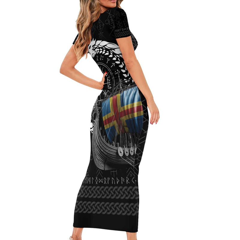 Aland Viking Drakkar Viking Blood Short Sleeve Bodycon Dress