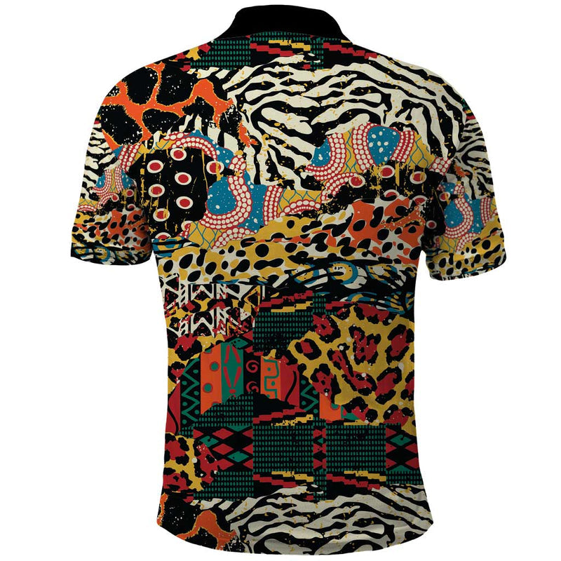 African Mixed Wild Animal Skins Polo Shirt