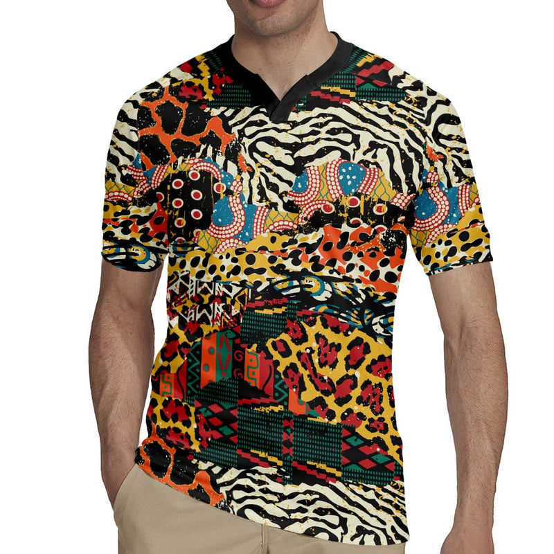 African Mixed Wild Animal Skins Rugby Jersey