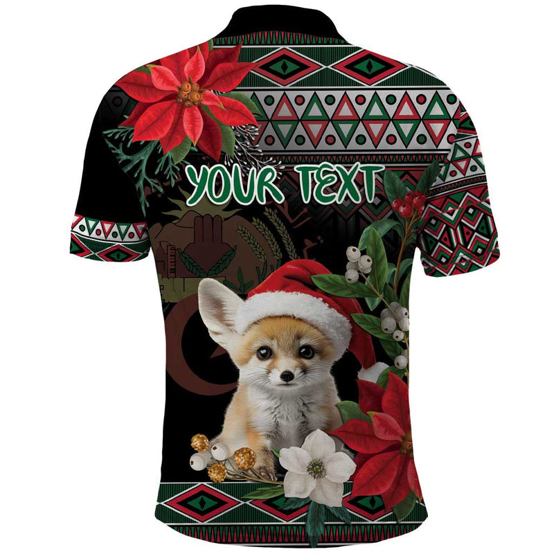 Algeria Christmas Personalized Fennec Fox Santa and Traditional Pattern Polo Shirt