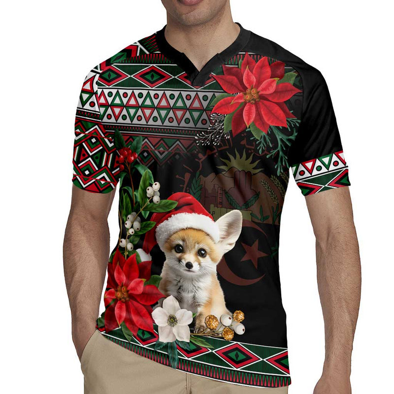 Algeria Christmas Fennec Fox Santa And Traditional Pattern Rugby Jersey