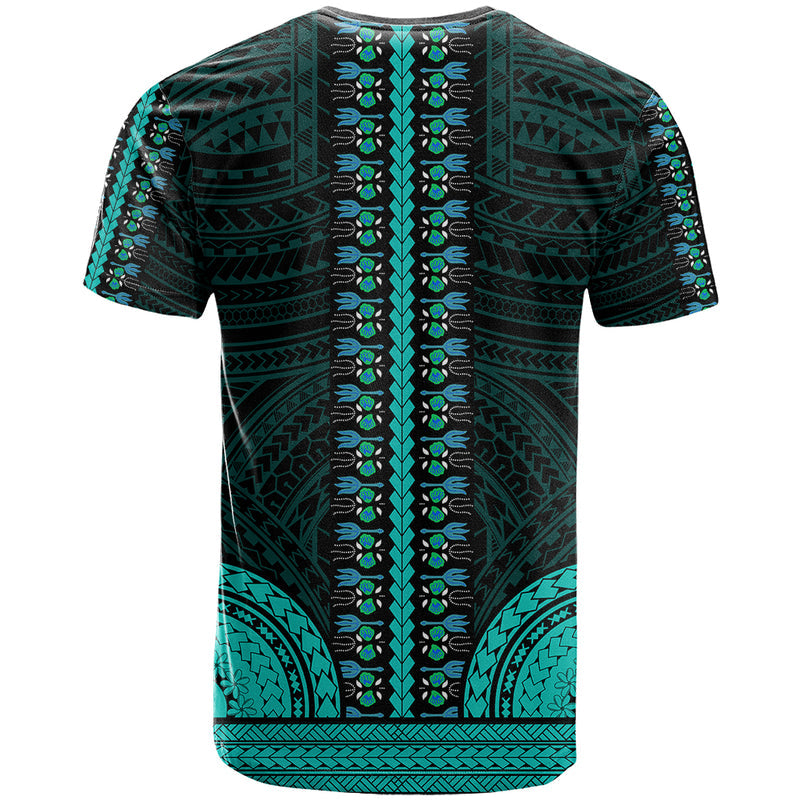 African Dashiki With Polynesian Pattern - Teal T Shirt