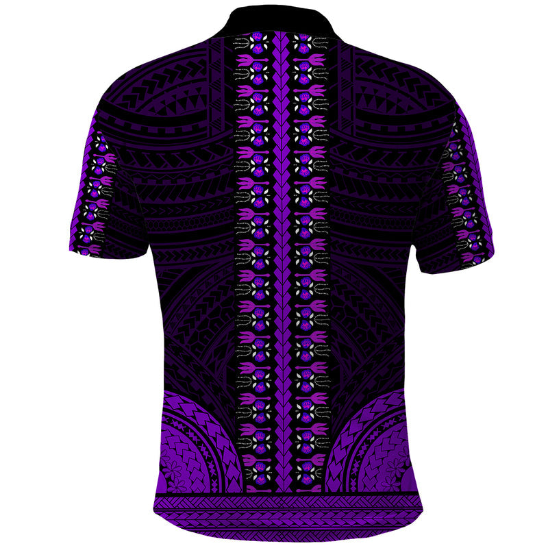 African Dashiki With Polynesian Pattern - Purple Polo Shirt