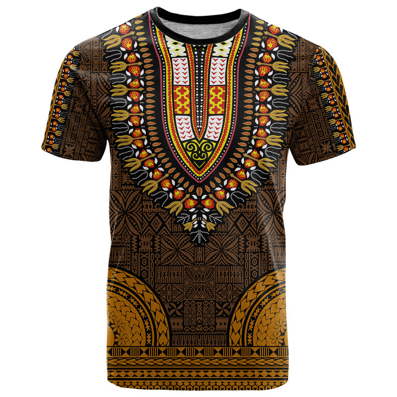 African Dashiki With Tapa Pattern - Gold T Shirt