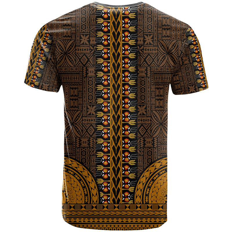 African Dashiki With Tapa Pattern - Gold T Shirt