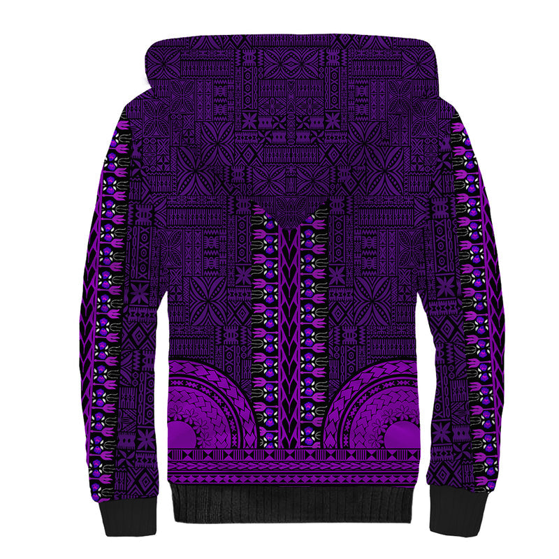 African Dashiki With Tapa Pattern - Purple Sherpa Hoodie
