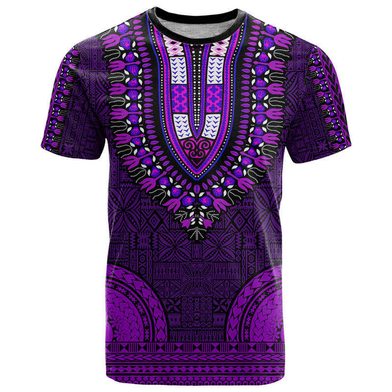 African Dashiki With Tapa Pattern - Purple T Shirt