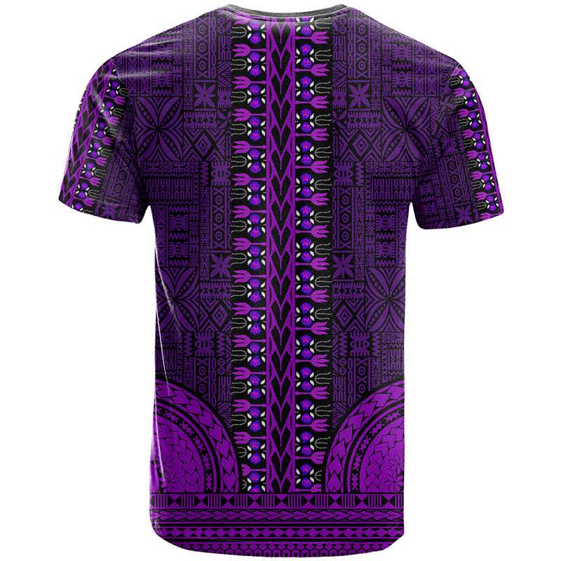 African Dashiki With Tapa Pattern - Purple T Shirt