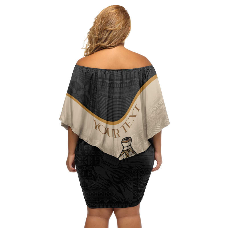 Algeria Tajine Dish With African Tribal Pattern Off Shoulder Short Dress