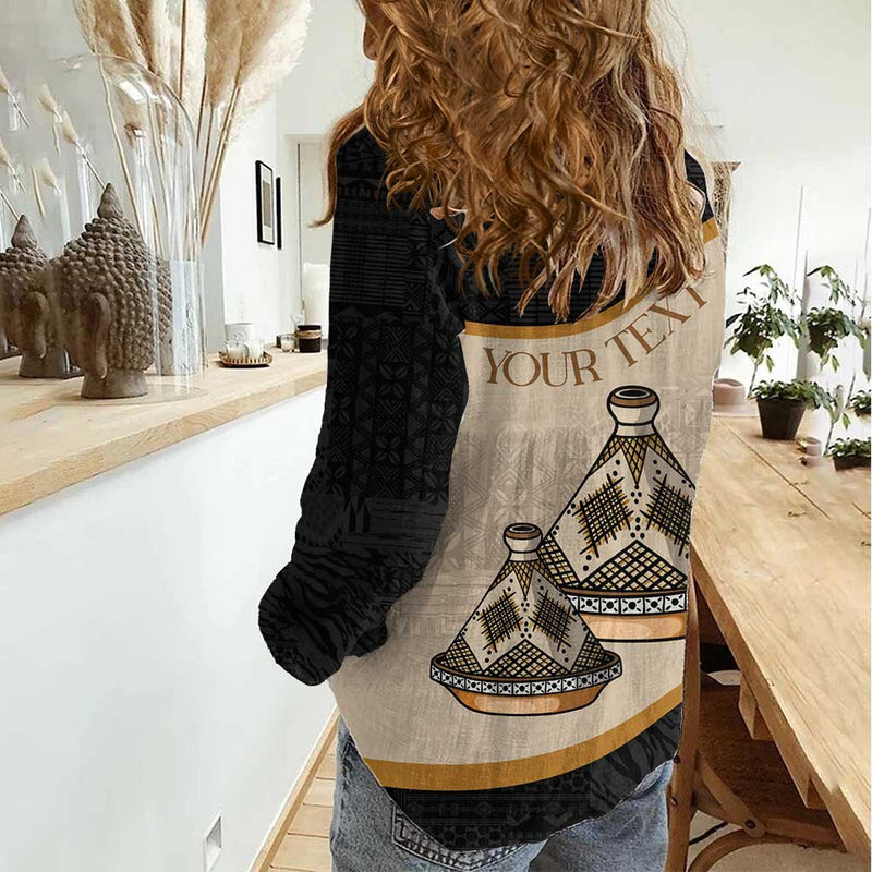 Algeria Tajine Dish with African Tribal Pattern Women Casual Shirt