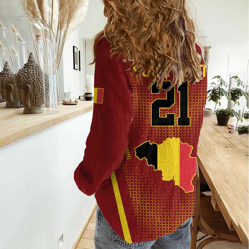 Custom Belgium Football Royal Belgian 1895 with Map Style Women Casual Shirt
