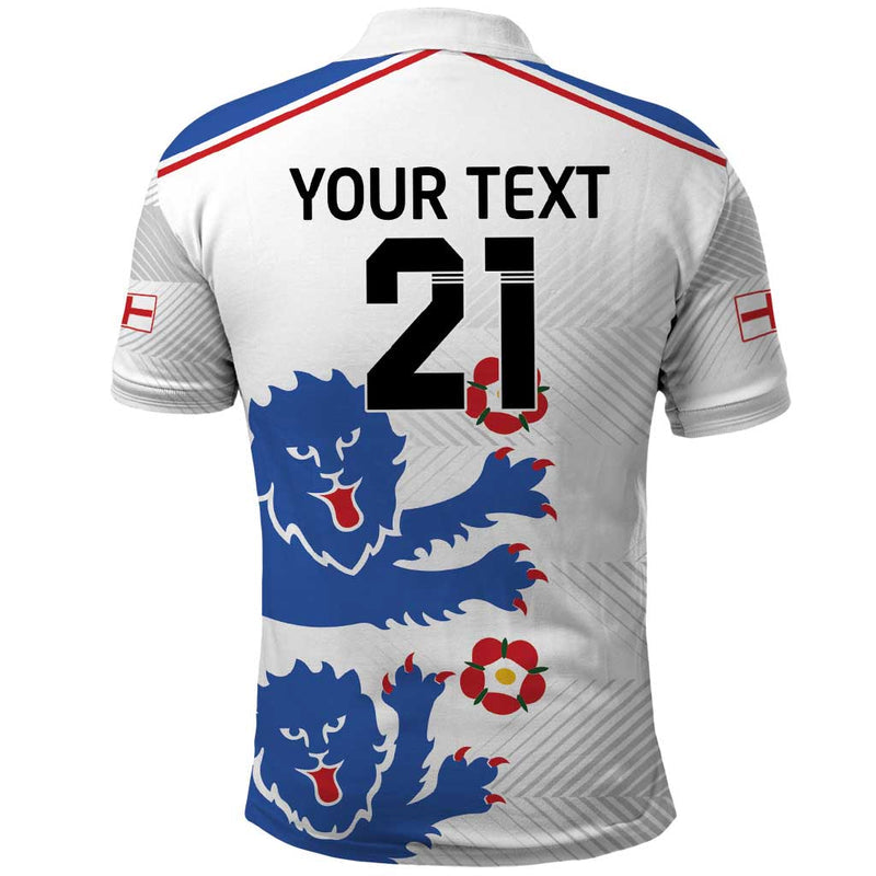Custom England Football Simple Triple Lions Polo Shirt