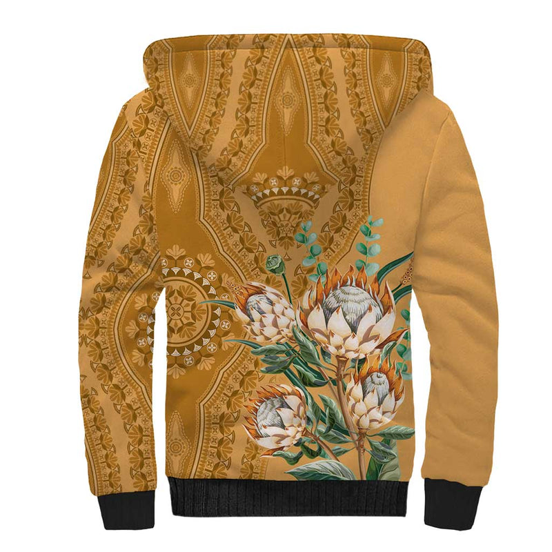 Africa King Proteas Dashiki Motif Gold Style Sherpa Hoodie