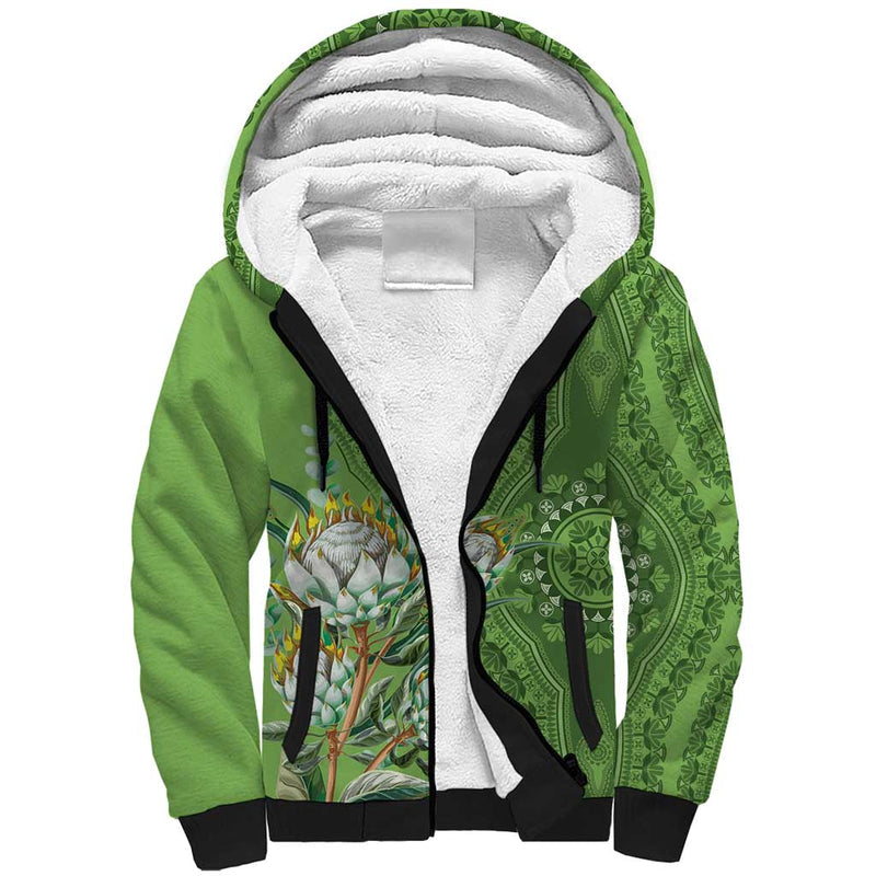 Africa King Proteas Dashiki Motif Green Style Sherpa Hoodie