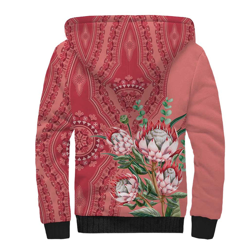 Africa King Proteas Dashiki Motif Peach Style Sherpa Hoodie