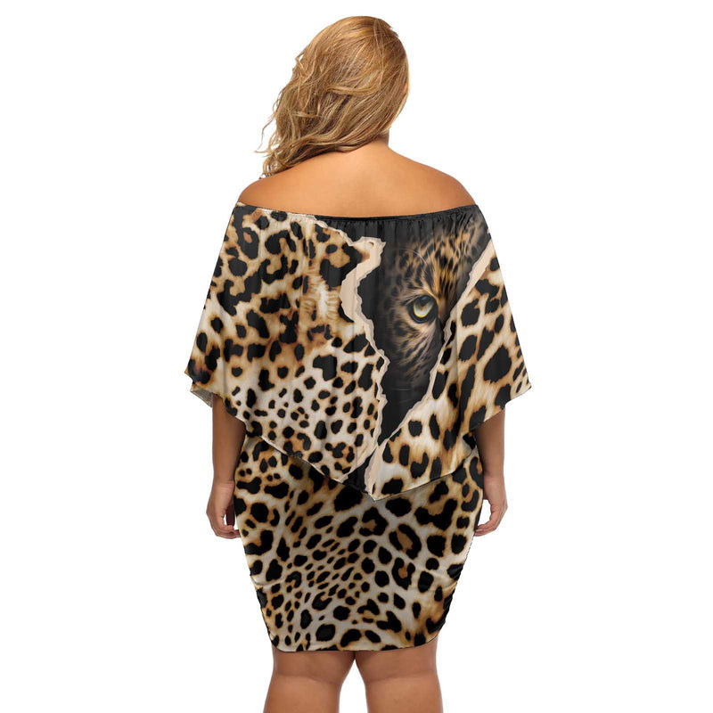 Africa Leopard Skin Pattern Version 02 Off Shoulder Short Dress