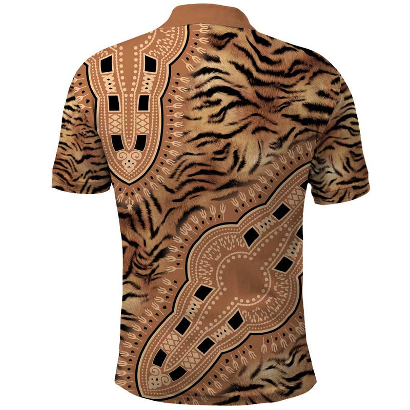Africa Tiger Mix Dashiki Tribal Pattern Polo Shirt