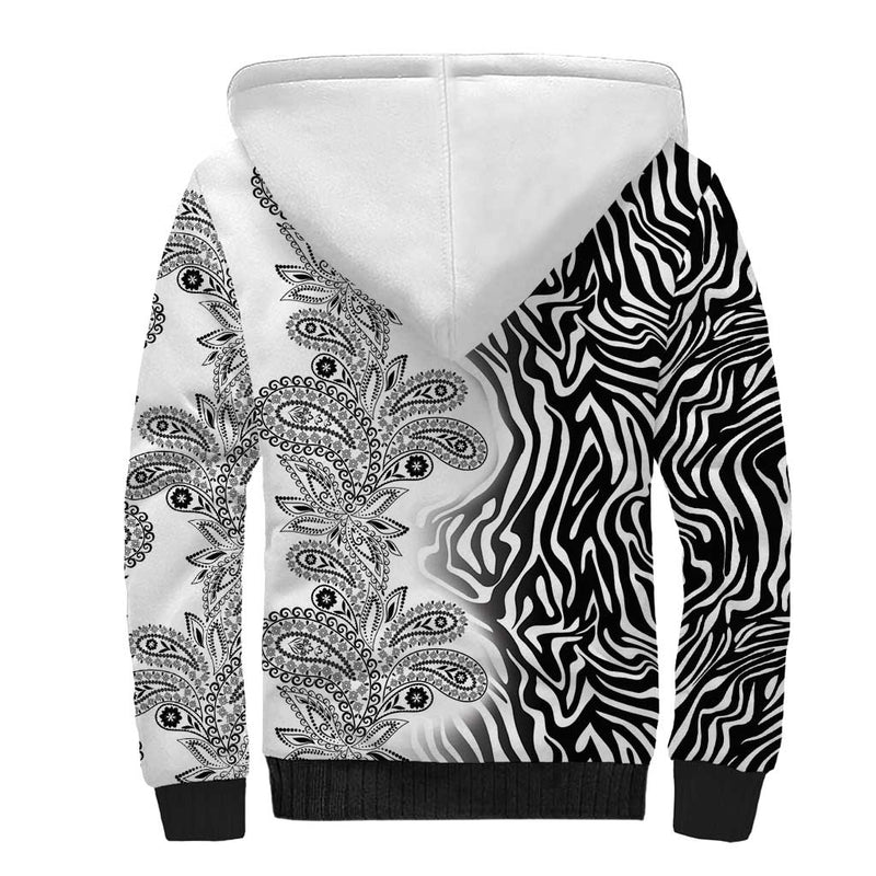 Africa Zebra Mix Paisley Tribal Pattern Sherpa Hoodie