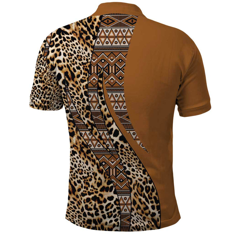 Africa Leopard Mix Native Tribal Pattern Polo Shirt