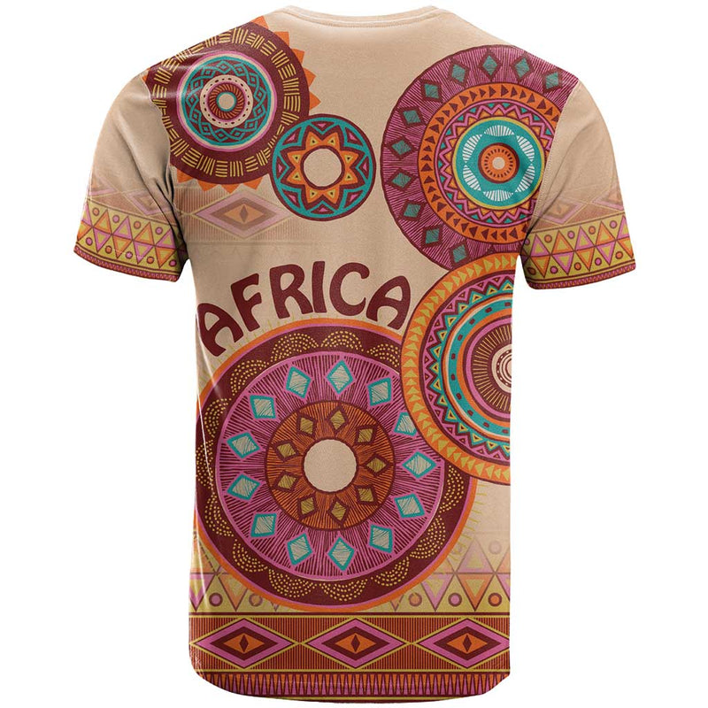Africa Tribal Traditional Pattern Beige Motif T Shirt
