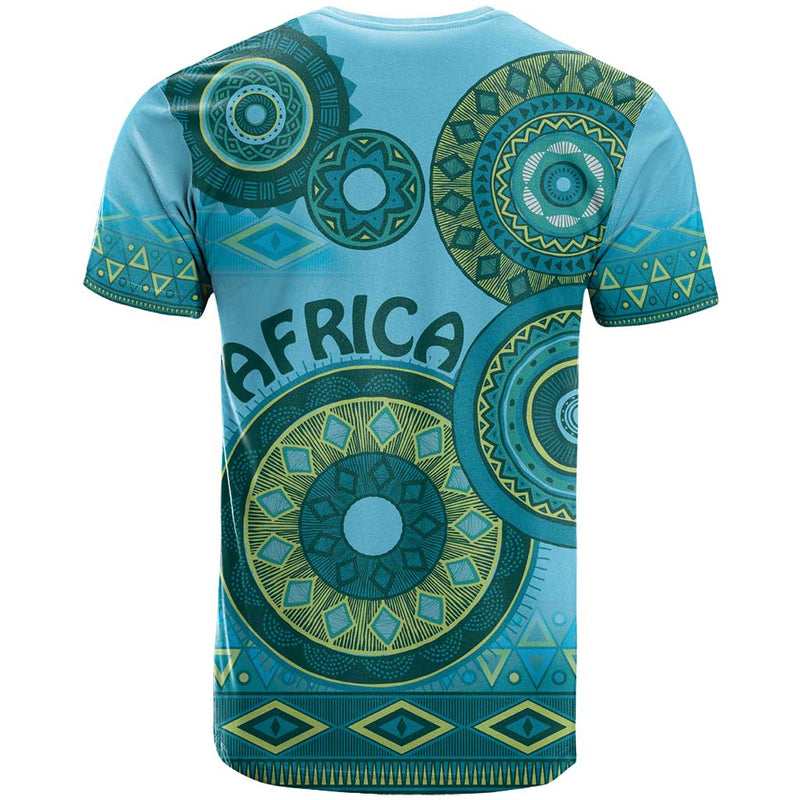 Africa Tribal Traditional Pattern Blue Motif T Shirt