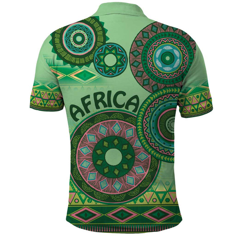 Africa Tribal Traditional Pattern Green Motif Polo Shirt
