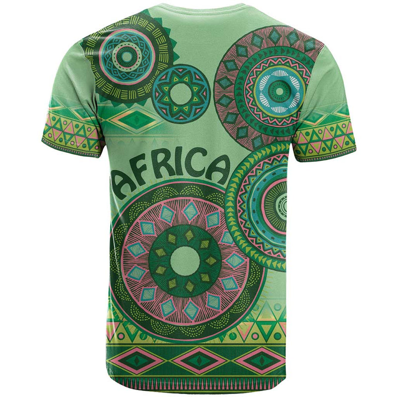 Africa Tribal Traditional Pattern Green Motif T Shirt