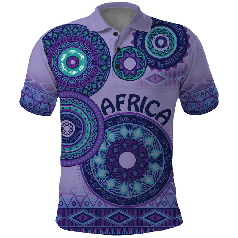 Africa Tribal Traditional Pattern Purple Motif Polo Shirt