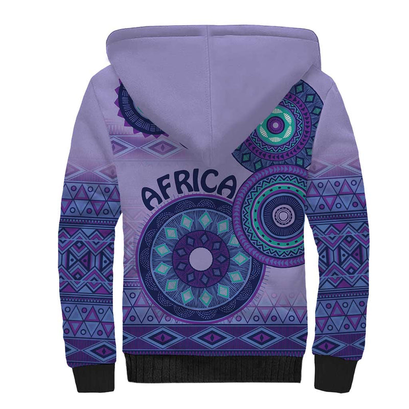 Africa Tribal Traditional Pattern Purple Motif Sherpa Hoodie
