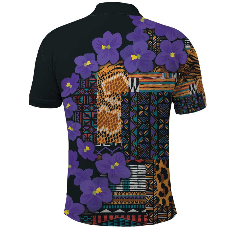 Africa Violets Flowers Mix Native Tribal Pattern Polo Shirt