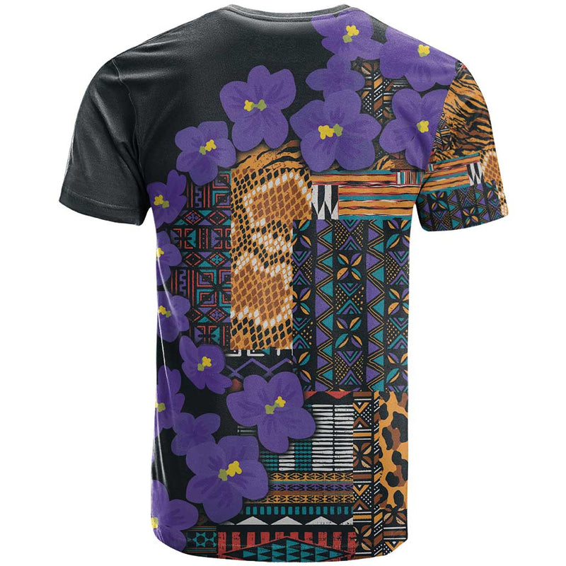 Africa Violets Flowers Mix Native Tribal Pattern T Shirt