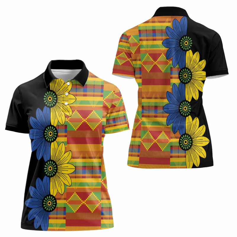 African Ethnic Kitenge Ankara Style Women Polo Shirt
