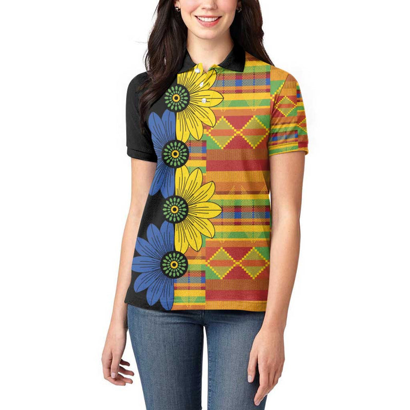 African Ethnic Kitenge Ankara Style Women Polo Shirt