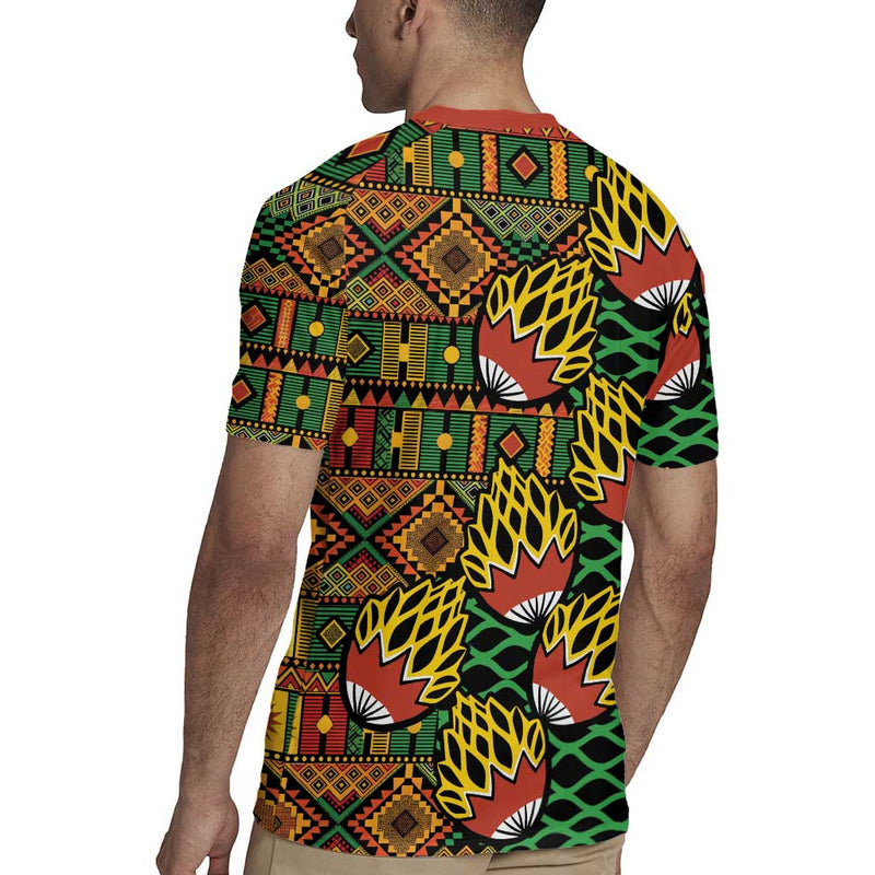 African Tribal Geometric Mixed Kanga Pattern Rugby Jersey