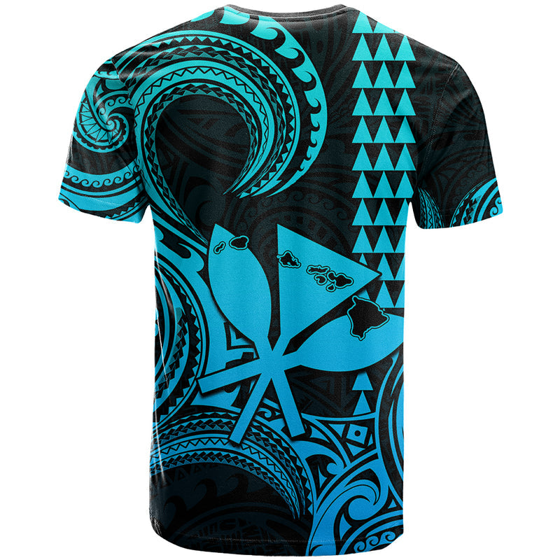 Custom Happy King Kamehameha Day Hawaii Paradise of the Pacific Tribal Kakau with Kanaka Maoli - Aqua T Shirt