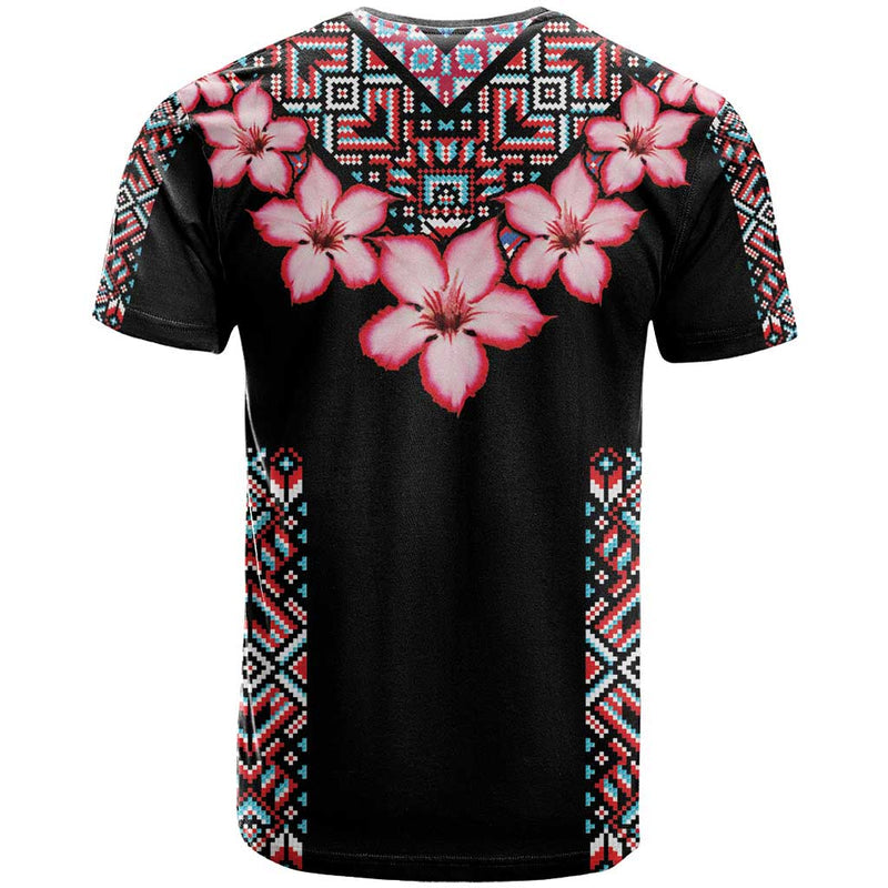 Africa Adenium Multiflorum Flowers Mix Native Tribal Pattern T Shirt