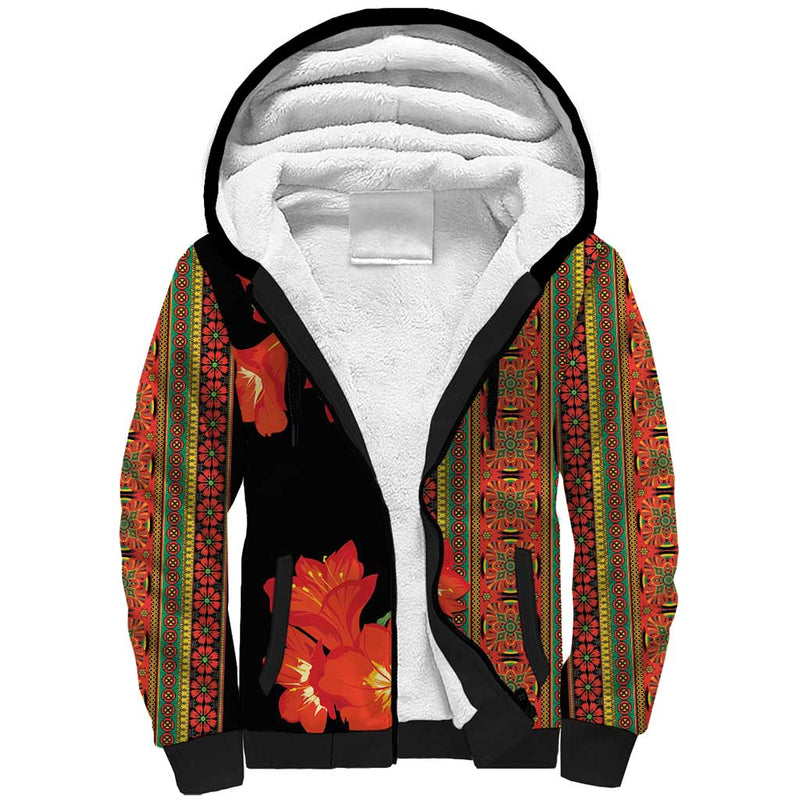 Africa Beauty Clivia Miniata Flowers Sherpa Hoodie