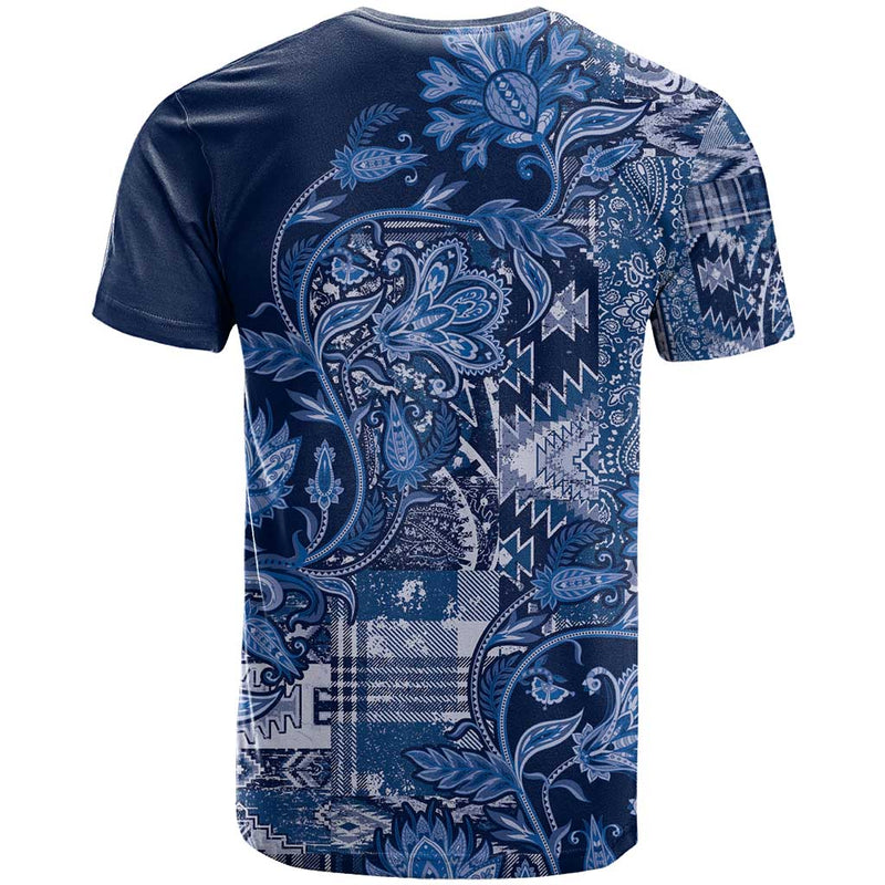 Africa Floral mix Maasai Shuka Blue Moitf T Shirt