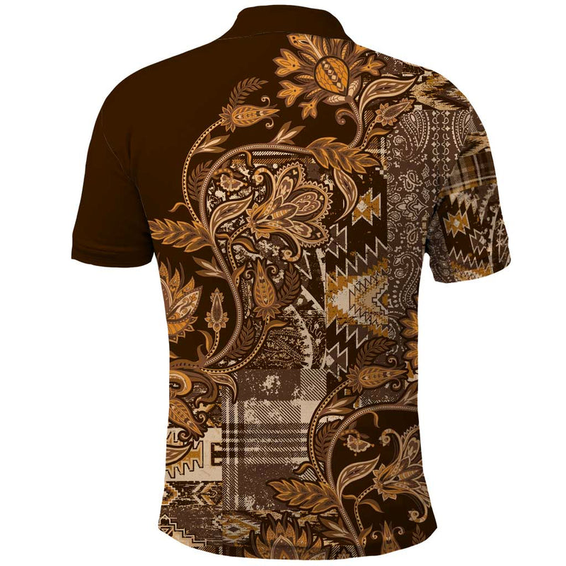 Africa Floral mix Maasai Shuka Gold Moitf Polo Shirt