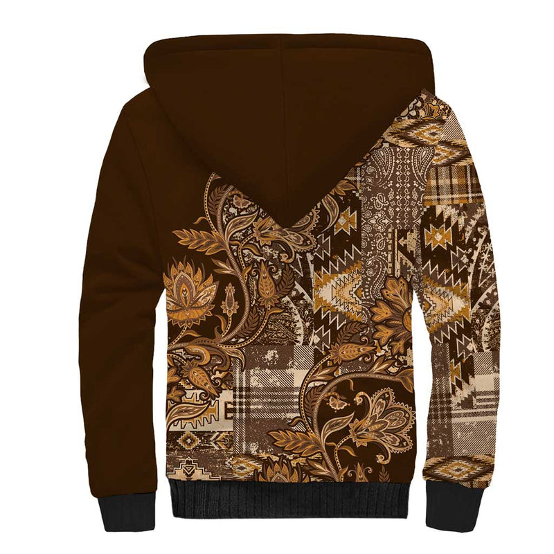 Africa Floral mix Maasai Shuka Gold Moitf Sherpa Hoodie