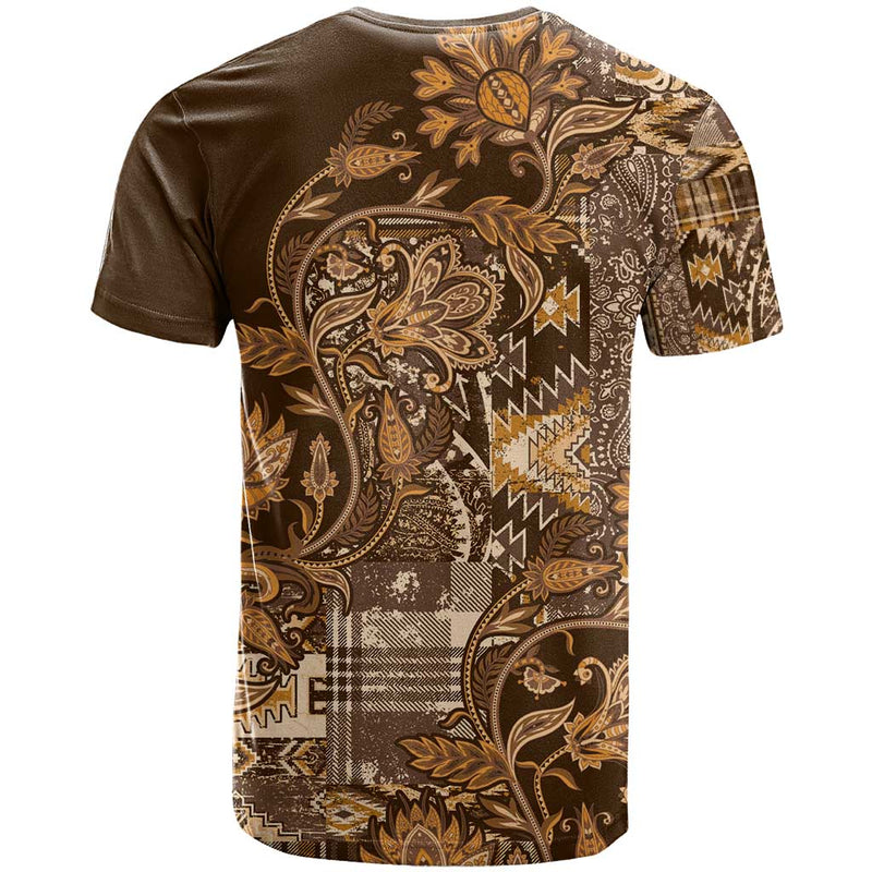 Africa Floral mix Maasai Shuka Gold Moitf T Shirt