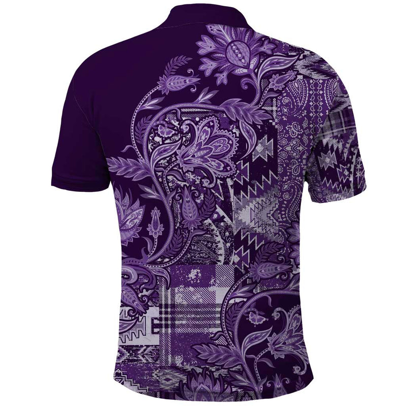 Africa Floral mix Maasai Shuka Purple Moitf Polo Shirt