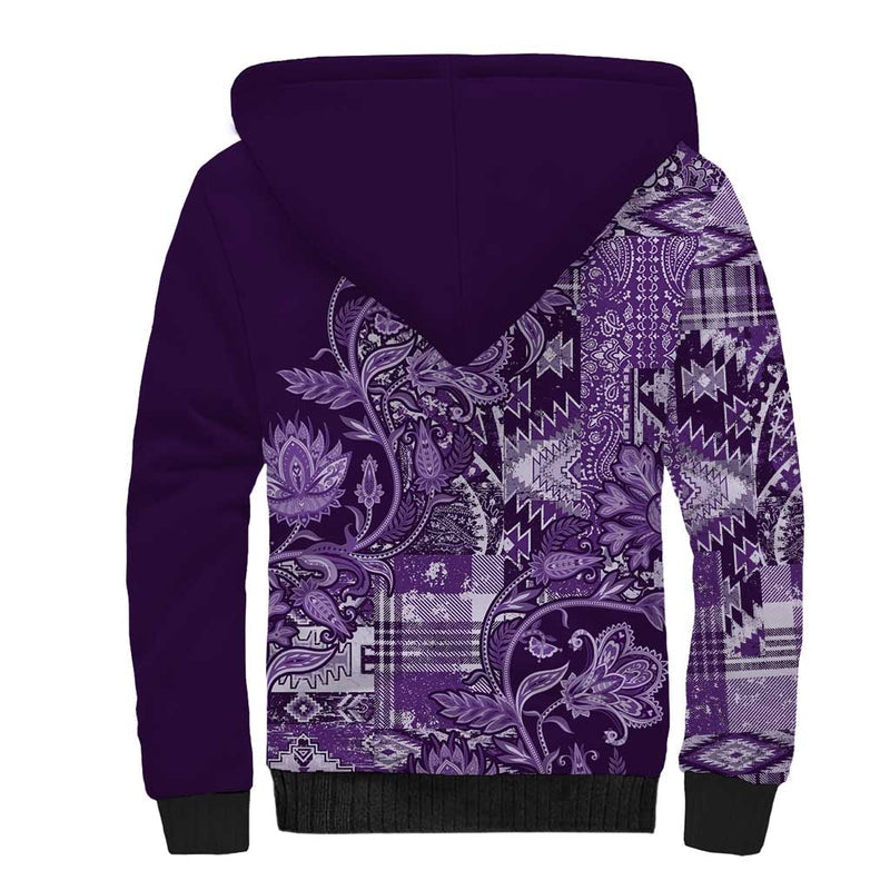 Africa Floral mix Maasai Shuka Purple Moitf Sherpa Hoodie