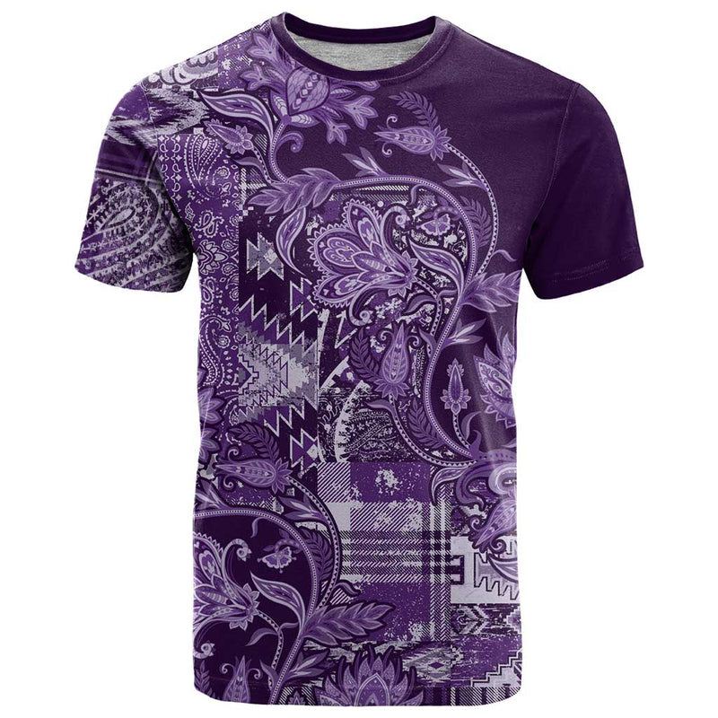Africa Floral mix Maasai Shuka Purple Moitf T Shirt